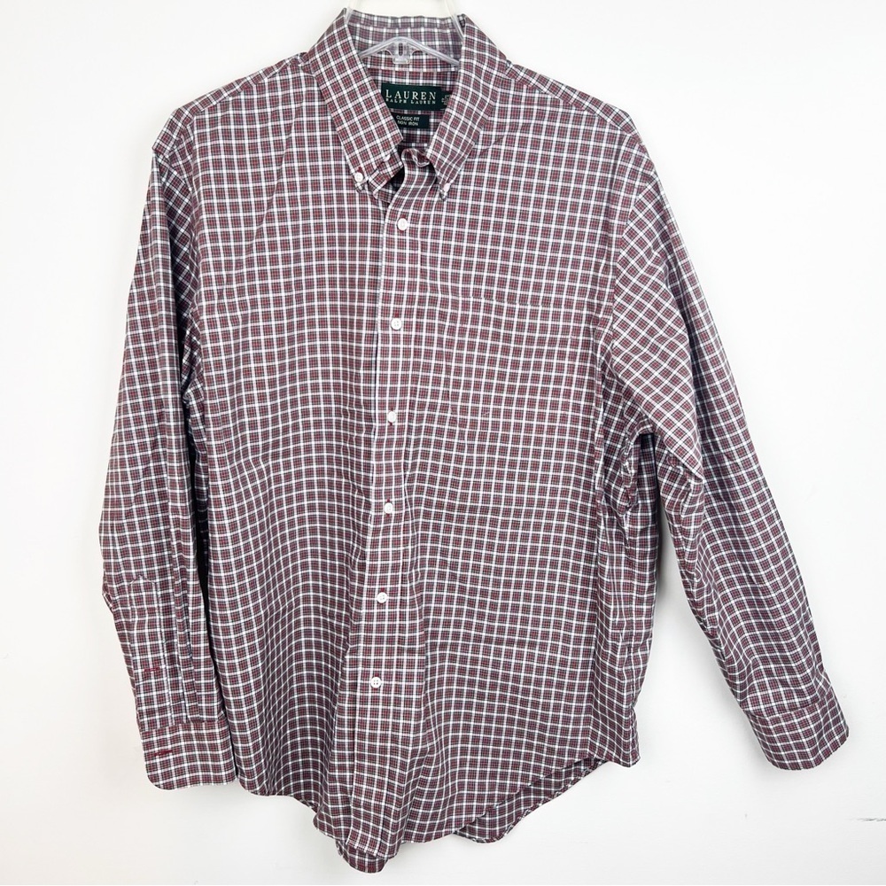 Ralph Lauren Mens Plaid Button Down Classic Fit Shirt Red Green Holiday No Iron - Picture 7 of 7